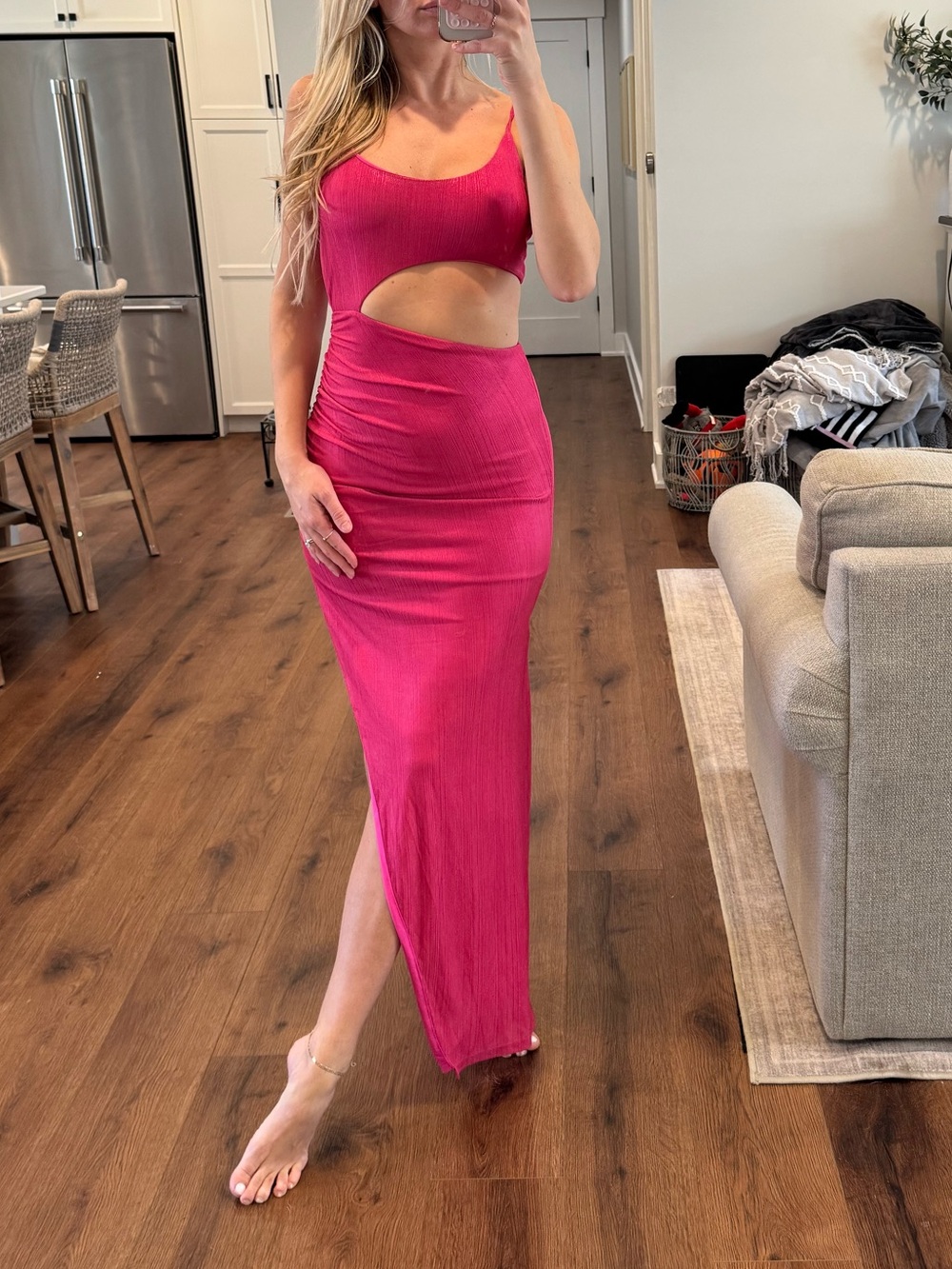 superdown Hot Pink Cutout Maxi Dress